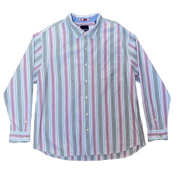 Tommy Bahama Striped‎ Button Down Shirt Cotton & Silk Men's Size XL Long Sleeve - Picture 1 of 12